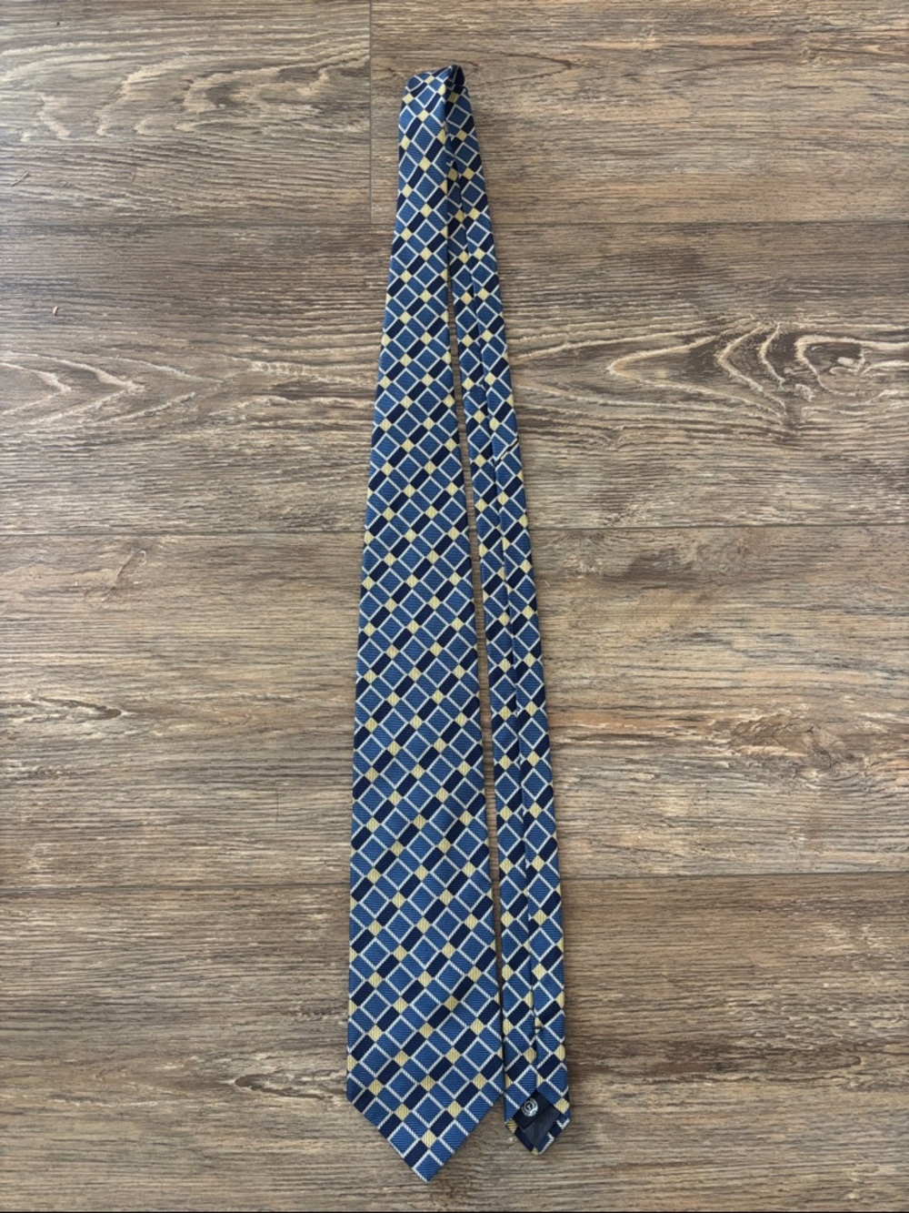Faconnable Classic Blue Geometric Men's Tie 100% Silk Hand Made